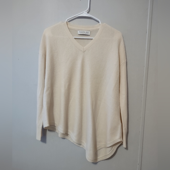 Rachel Zoe Cream Cashmere Asymmetrical Sweater Estimated Size S See Measurements - Picture 3 of 7
